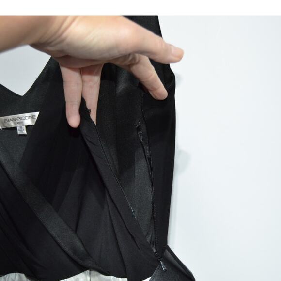 Evan-Picone Black Cream & Yellow Sleeveless Formal Dress Size 16 - Picture 4 of 12